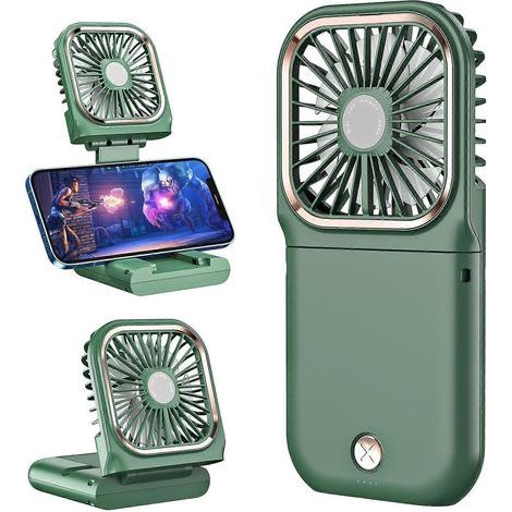 Mini portable fan, foldable and USB rechargeable, 3000 mAh power bank, 3 speeds, can be hung around the neck. - AquaForge (1/5)