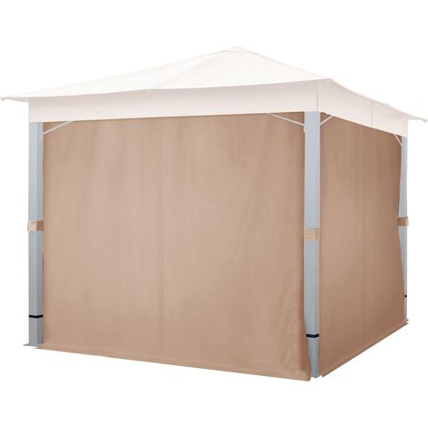 Rideaux (set de 4 toiles) pour tonnelle de jardin TOOLPORT Sunset Premium, 3x3 m, cappuccino (1/5)