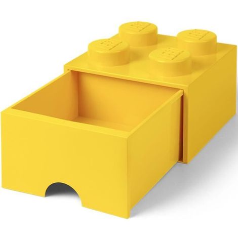 1 boîte de rangement, jaune, compatible briques de construction, avec tenons, pour jeux créatifs et ateliers éducatifs