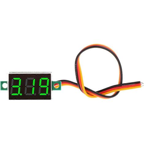 Testeur de tension 0-100 V Mini numérique pour voltmètre CC avec écran LED 0,36 pouce, compatible avec les batteries de voiture et de moto. Vert. (1/5)