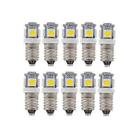 Ampoules LED E10 AC - 10 pièces 6V 5 lampes LED-E10 Miniature Vis 50Lm (AC 6V) (1/5)