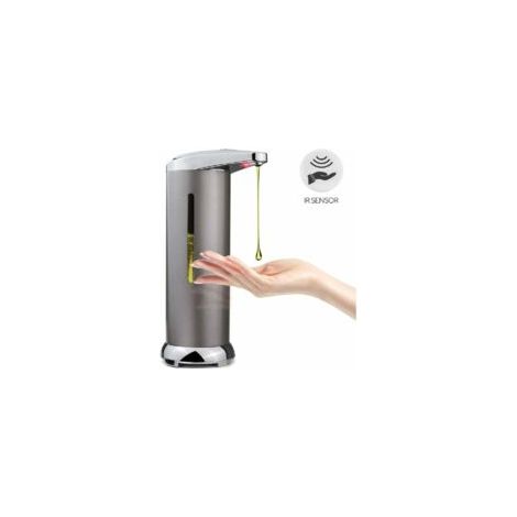 Dispenser di sapone, nuovo dispenser automatico con sensore, dispenser automatico senza contatto in acciaio inox con base impermeabile (grigio) - Crezuo