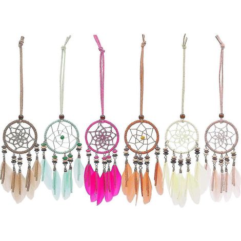 Mini-Traumfänger (6er-Set) - Anhänger für den Autorückspiegel, zum Aufhängen in einer Tasche (Durchmesser: 5,3 cm) (1/5)