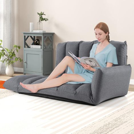GOPLUS Canapé de Sol Pliable, Canapé Convertible avec Dossier et Accoudoirs Réglables à 5 Positions, Canapé-lit Rembourré pour Chambre, Salon, Balcon, 119 x 76 x 60 CM (1/5)