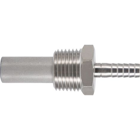 Diffuseur d'oxygène en acier inoxydable raccord mâle 1/2 pouce embout barbé 1/4 pouce en ligne carbonatation aération brassage maison 2 microns longueur 7 cm 1 pièce (1/4)