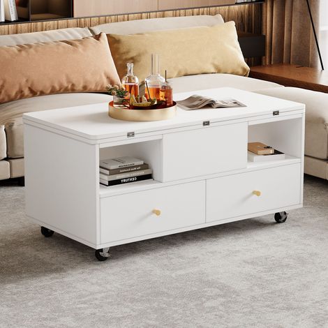 Mesa centro elevable con 4 cajones MDF 100 cm OKMYHOME (1/5)