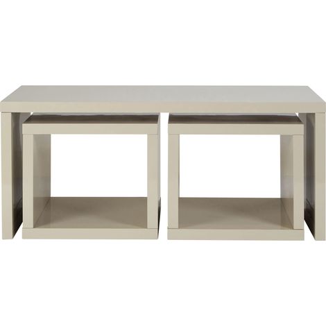 Interiors by Premier Coffee Table with Space-Saving Nesting Tables, Grey Coffee Tables, Contemporary Wooden Coffee Table Set (1/4)