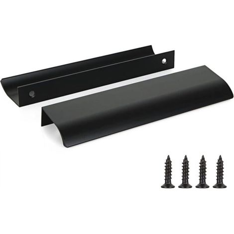 Set di 2 maniglie per mobili da cucina in lega di alluminio nera, interasse fori: 320 mm, con viti.