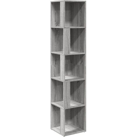 Armario esquinero clásico 33 x 33 x 165 cm estructura robusta mueble que ahorra espacio en madera de ingeniería gris 020048265 (1/5)