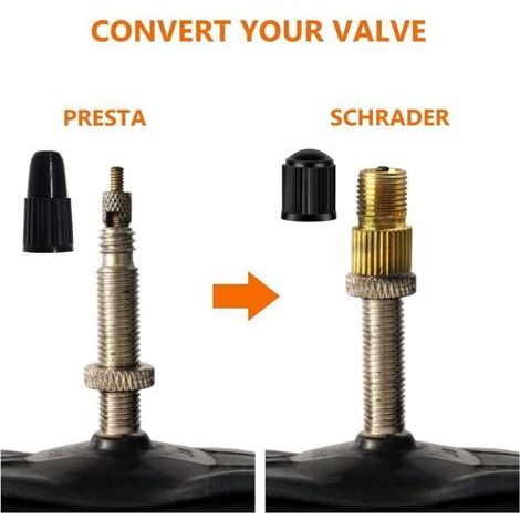 Presta-Ventiladapter aus Messing, 5er-Pack mit 10 Kappen zur Umrüstung von Presta- auf Schrader-Ventilen an E-Bikes und E-Scootern (1/3)