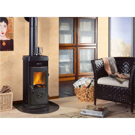 Stufa a Legna Nordica Super Junior Panoramica 5 Kw Nera Mod. 7111076