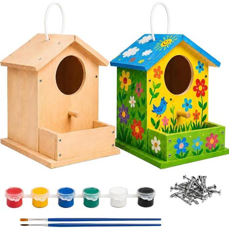 Vogelhaus Bausatz zum Bemalen, Holz Bastelset für Kinder & Erwachsene (1/4)