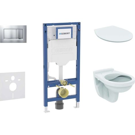 Geberit Duofix - Set per installazione pre- parete, vaso Alpha e sedile softclose, pulsante Sigma30, cromo opaco/cromo SANI11CD2106