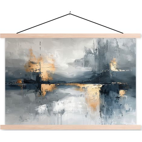 TEXTILE WALL ART Art - Gray - Gold - Abstract 60x40 cm (1/3)