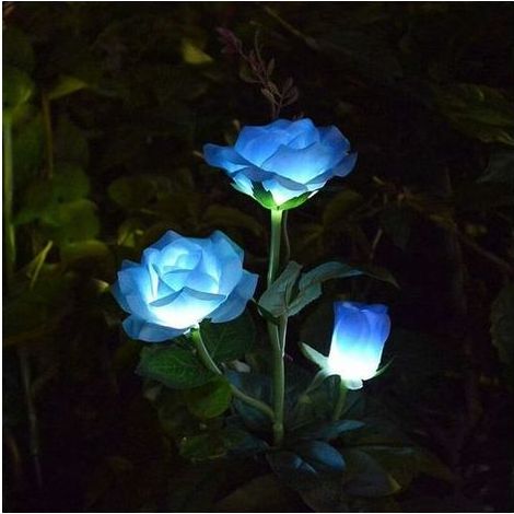 TAISHENGDA Solar-Gartenleuchte, Solar-Gartenlampe, Blumenleuchte, wasserdichte Gartenbeleuchtung, LED-Solar-Rosen-Simulationsleuchte, Rasenleuchte für den Außenbereich (Blau) (1/5)