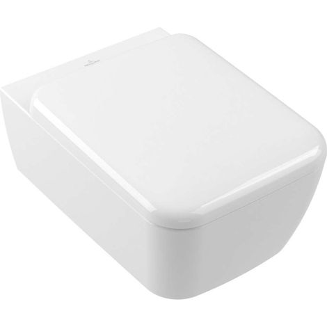 Villeroy & Boch Skyla - Inodoro suspendido con asiento SoftClosing, TwistFlush, DirectFlush, CeramicPlus, blanco alpino 4682CLR1 (1/3)