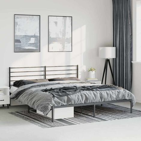 Estructura cama sin colchón con cabecero metal negro 183x213 cm (1/5)