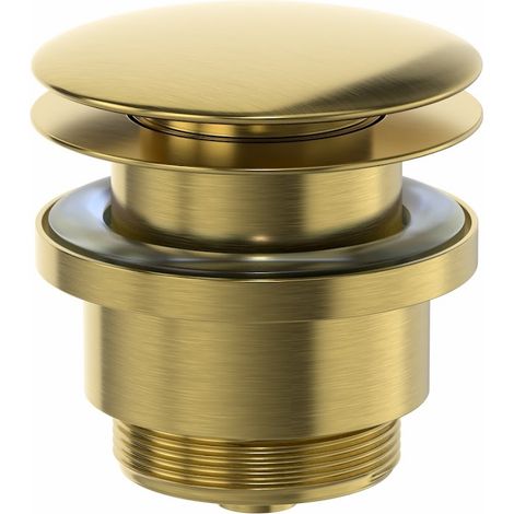 Basin Waste Sink Push Button Pop Up Bathroom Slotted Unslotted Plug Brass (1/2)