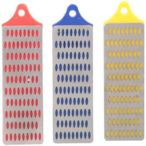 DEESSE SHOP-Ensemble de Mini Pierres à Aiguiser pour Couteaux en Diamant, Pierre à Aiguiser de Cuisine 3 Pièces pour Couteaux de Chef, Facile à Utiliser, pour un Polissage de Précision (1/5)