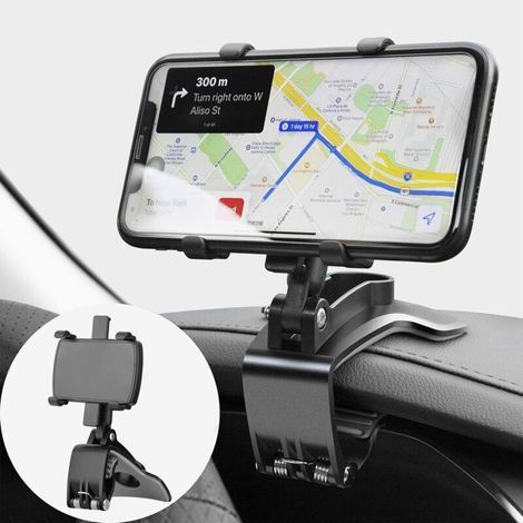 1Pcs Support de Téléphone Voiture Rotation à 360 degrés, Tableau de Bord Socles téléphone Portable Automobile Car Phone Mount pour GPS et Les Smartphones de 4 à 7 Pouces (1/5)