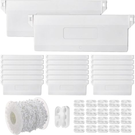 Lot de 20 plaques de lestage pour rideau à lamelles de 127 mm - 20 pièces de rechange pour store vertical - Chaîne blanche de 10 m et 20 connecteurs de chaîne pour stores verticaux (1/5)