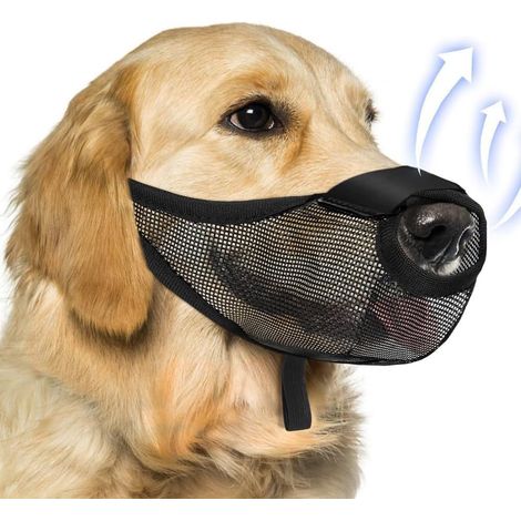 Muzzle for Dogs Exposed Nose Porous Mesh Breathable Soft Adjustable Muzzles Prevents Chewing Eating Biting Covers to Prevent Biting (1/5)