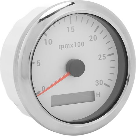 Compteur Tachymètre 85mm 0-3000tr/min Rétroéclairage 7 Couleurs Réglable pour Voiture Bateau Moteur Génératrice 9-32V DC Blanc