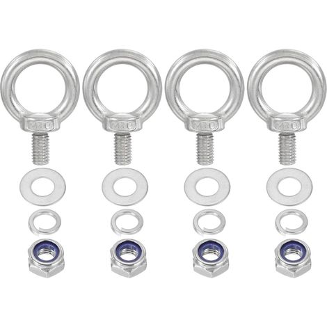 4 Pièces M10 x 20mm Anneau À Vis Avec Écrou Anneau De Levage Argent (1/5)