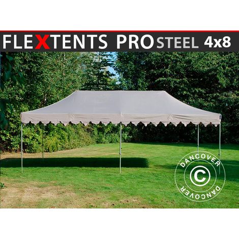 Pop up gazebo FleXtents PRO Steel "Morocco" 4x8 m Latte