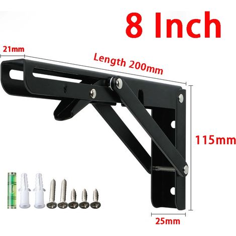 (20 cm x 20 cm - FR) 2 supports d'angle triangulaires pliables et réglables pour fixation murale, support pour banc, table, étagère, meubles, quincaillerie de support robuste (1/5)