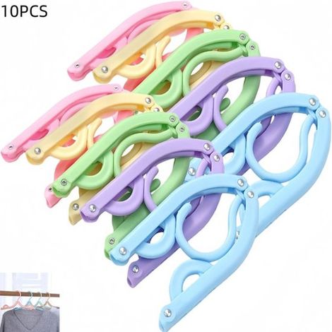 Confezione da 10 grucce da viaggio pieghevoli in plastica multicolore, grucce portatili per adulti, bambini e neonati (1/5)