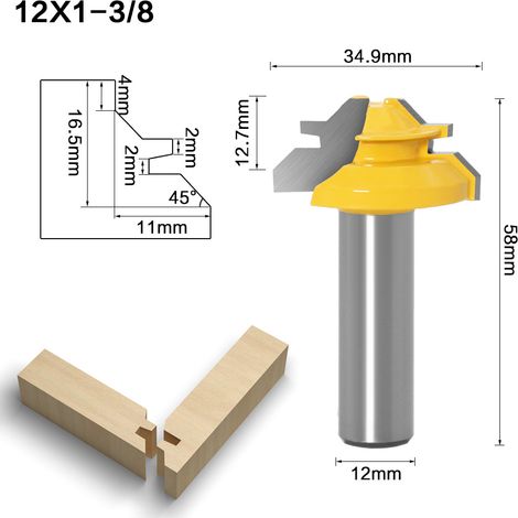 3-teiliges Holzbearbeitungswerkzeug-Set  Gravierfräser + 45°-Zapfenfräser  Paneel- und Bodenfräser  12 x 1-3/8 Zapfenfräser  Für den Möbelbau und die feine Holzbearbeitung