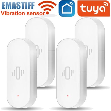 (Lot de 4) Capteurs de vibration intelligents WiFi, notifications via application, alarme de vibration en temps réel sur verre (1/5)