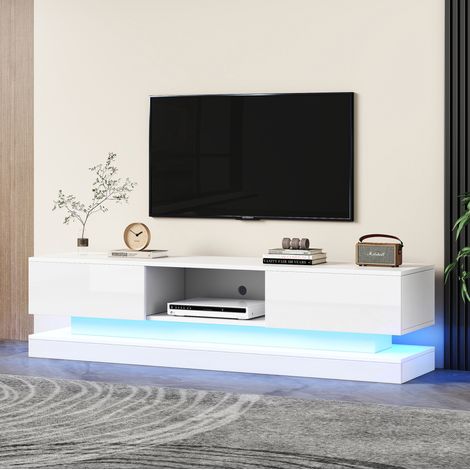 mobile tv 160 cm LED 2 cassetti con app bianco lucido OKMYHOME (1/5)