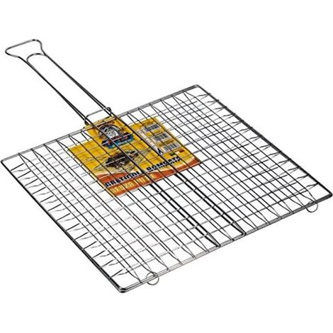 TrAdE Shop Traesio - Griglia Graticola Bombata Barbecue In Acciaio 30x40 Cm Senza Piedi Doppio Manico 005226a - (1/2)