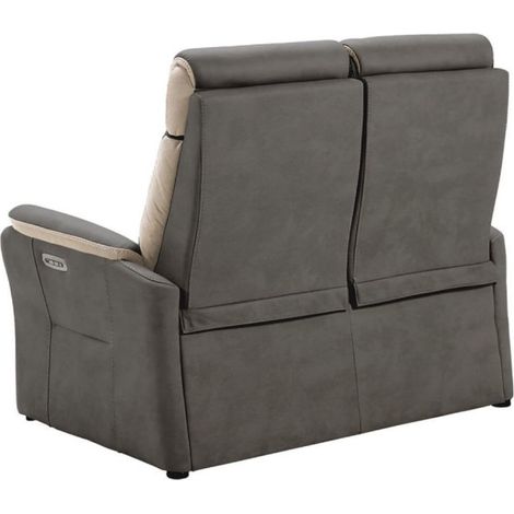 Canapé de relaxation électrique en nubuck Kondort-Gris foncé-2 places fixe (1/5)