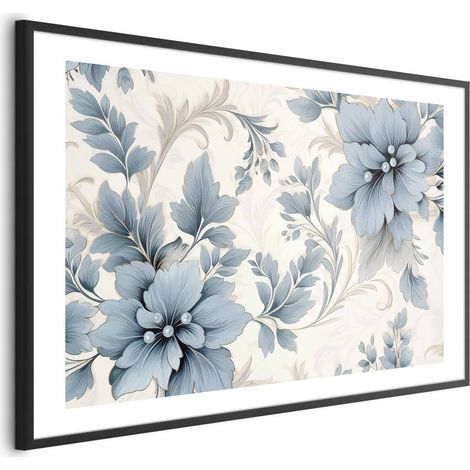 Poster – Türkisfarbene Zierblumen im Retro-Stil (1/4)