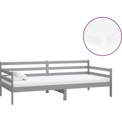 Maison Exclusive - Divano Letto con Materasso 90x200 cm Grigio in Legno di Pino