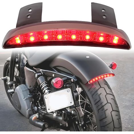 Feu arrière de moto à LED, plaque de bord de garde-boue arrière hachée de fumée de moto Licence de frein arrière Feu pour XL883N 1200N XL1200V XL1200X (1/5)