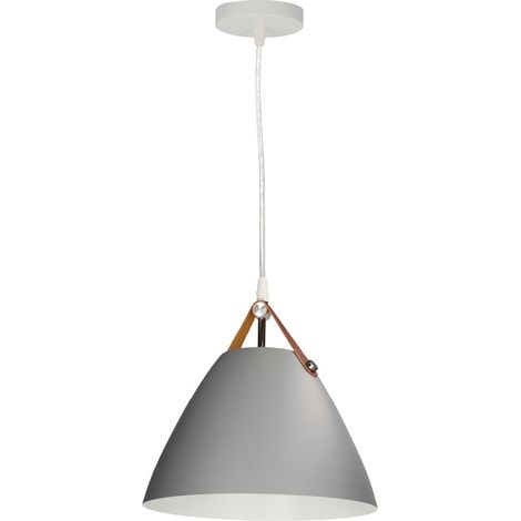 Lámpara de techo colgante serie "Dianza" E27 (40W máximo 230V) IP20 Ø27cm color gris y cuero (1/5)