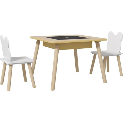 Children's Table Set with 2 Bear Chairs, Storage, Ages 3-6