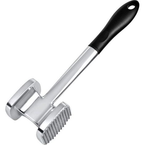 Marteau Attendrisseur Viande - Acier Inoxydable et ABS - Double Face Pointue/Plane - Pour Steak Bœuf Veau Poulet - 28 cm - 1 Pièce (1/5)