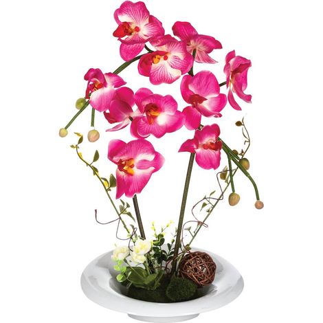 Composition d'orchidées artificielles vase céramique H46cm - Atmosphera créateur d'intérieur