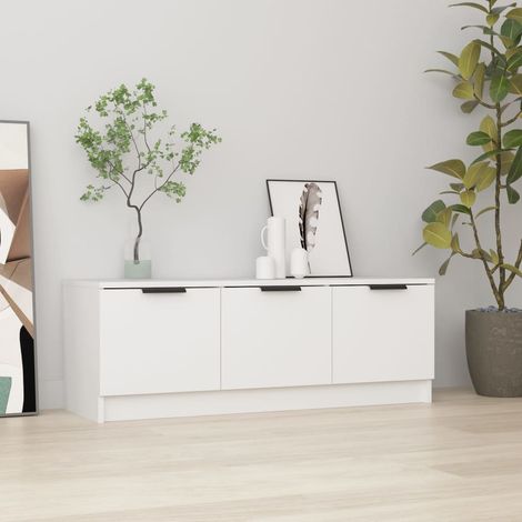 Meuble TV, Banc TV, Support pour Téléviseur, Meuble de Salon Blanc 102x35x36,5 cm Bois d'ingénierie YHJ26994 (1/5)
