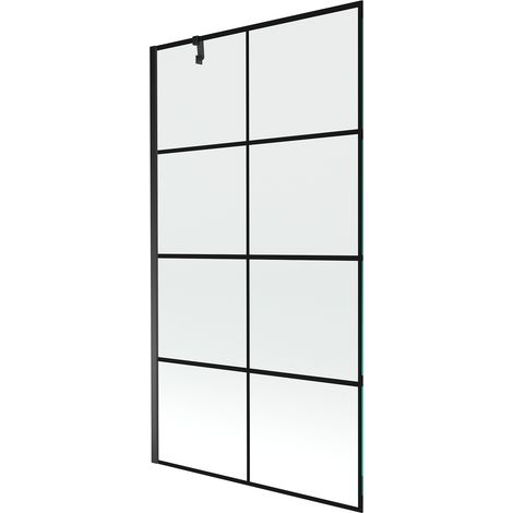 Mexen Next 1-Flügel-Badewannenwand 100 x 150 cm, Schwarzes Design, Schwarz - 895-100-000-00-77-70
