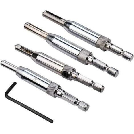 Foret Autocentreur - Lot de 4 outillage menuiserie HSS charnières à centrage pour Door Cabinet Pilotes,Souvent Utilisés pour les Charpentiers, ébénistes, Fabricants de Meuble et Autres Métiers du Bois