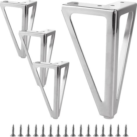 Juego de 4 patas metálicas para muebles Oungy - 15 cm - Plateadas - Para sofá, armario, sillón, mesita de noche, mueble de TV, cajoneras (1/5)