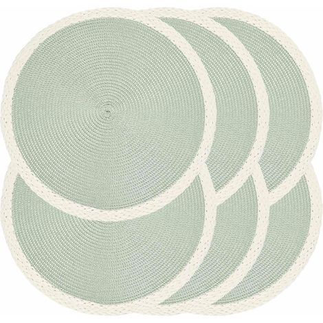 Lot de 6 sets de table ronds tressés, napperons tissés de 38,1 cm, napperons lavables et antidérapants pour décor de table de cuisine et de salle à manger (vert menthe, 6)'03 Vert Clair 6 pcs'03 Vert (1/5)