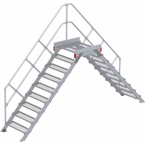 Euroline 512 Überstieg 45° 800mm Stufenbreite 2x9 Stufen Stahl Gitterrost