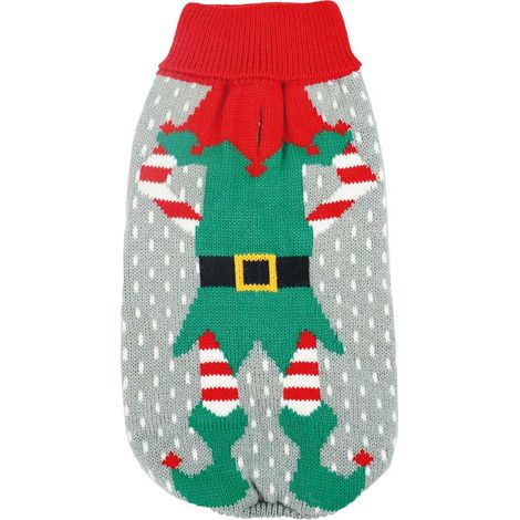 lunghezza 20 cm: Maglioncino modello Elfo di Natale a collo alto per cani